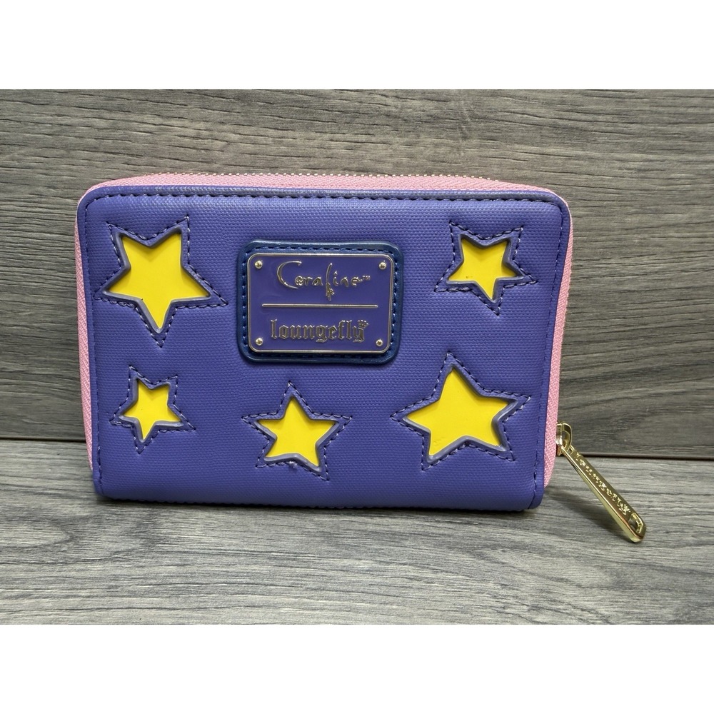 Coraline Loungefly Zip Around Wallet Glow In The Dark Pink Purple Functional